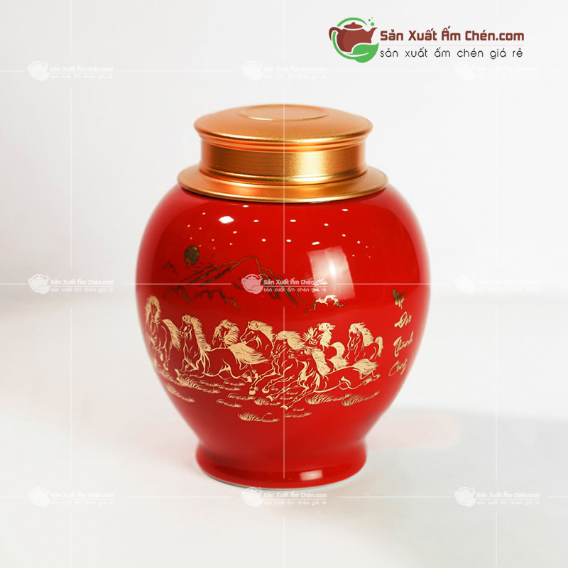 Hũ trà men đỏ mã đáo thành công - Công Ty ấm Chén Sáng Tạo - Sanxuatamchen.com